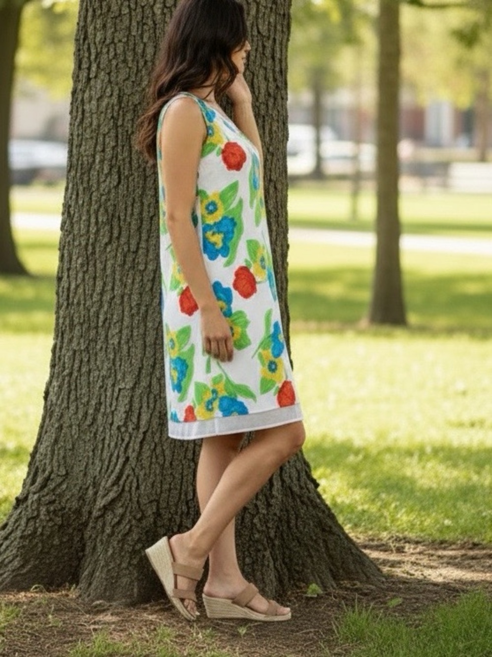 GG Caftly 90's Floral Skater Dress Size Medium - Picture 2 of 8